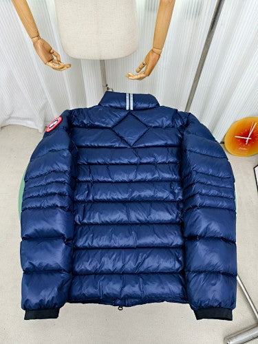 Canada Goose Navy Blue Contrast-Zip Stand-Collar Puffer Jacket