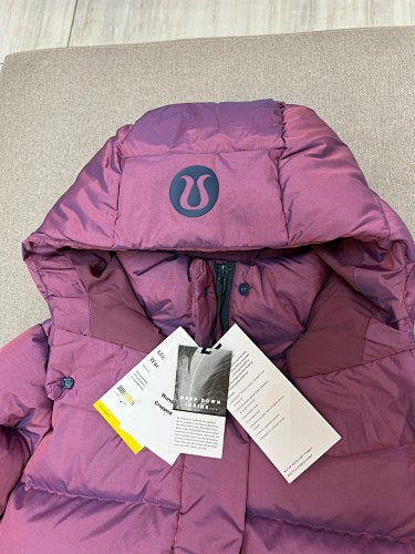 Lululemon Mauve Purple Logo-Hood Quilted Puffer Jacket