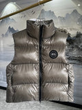 Canada Goose Metallic Taupe Black-Badge Puffer Vest