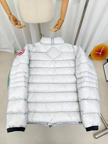 Canada Goose White Contrast-Zip Stand-Collar Puffer Jacket