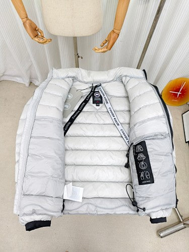 Canada Goose White Contrast-Zip Stand-Collar Puffer Jacket