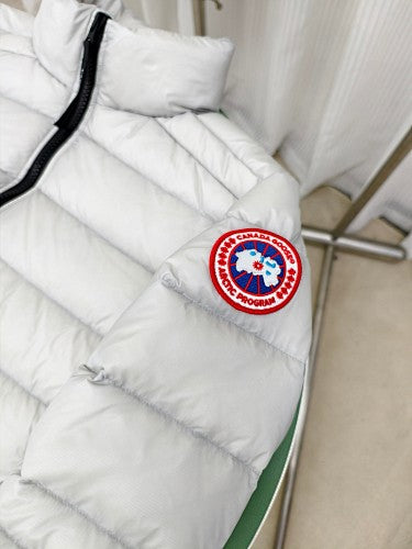 Canada Goose White Contrast-Zip Stand-Collar Puffer Jacket