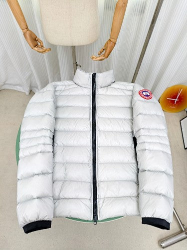 Canada Goose White Contrast-Zip Stand-Collar Puffer Jacket