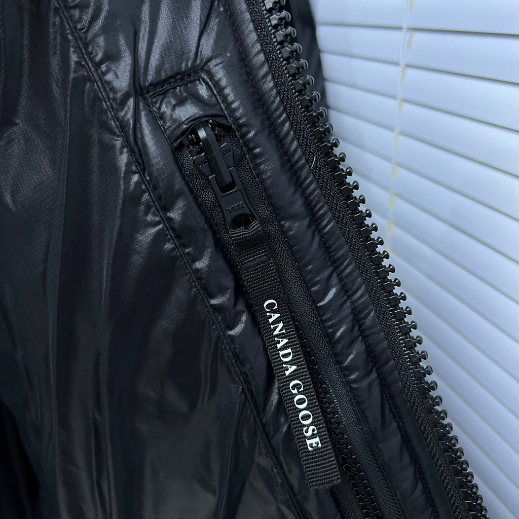 Canada Goose Black Color-Logo Hooded Quilted Puffer Jacket