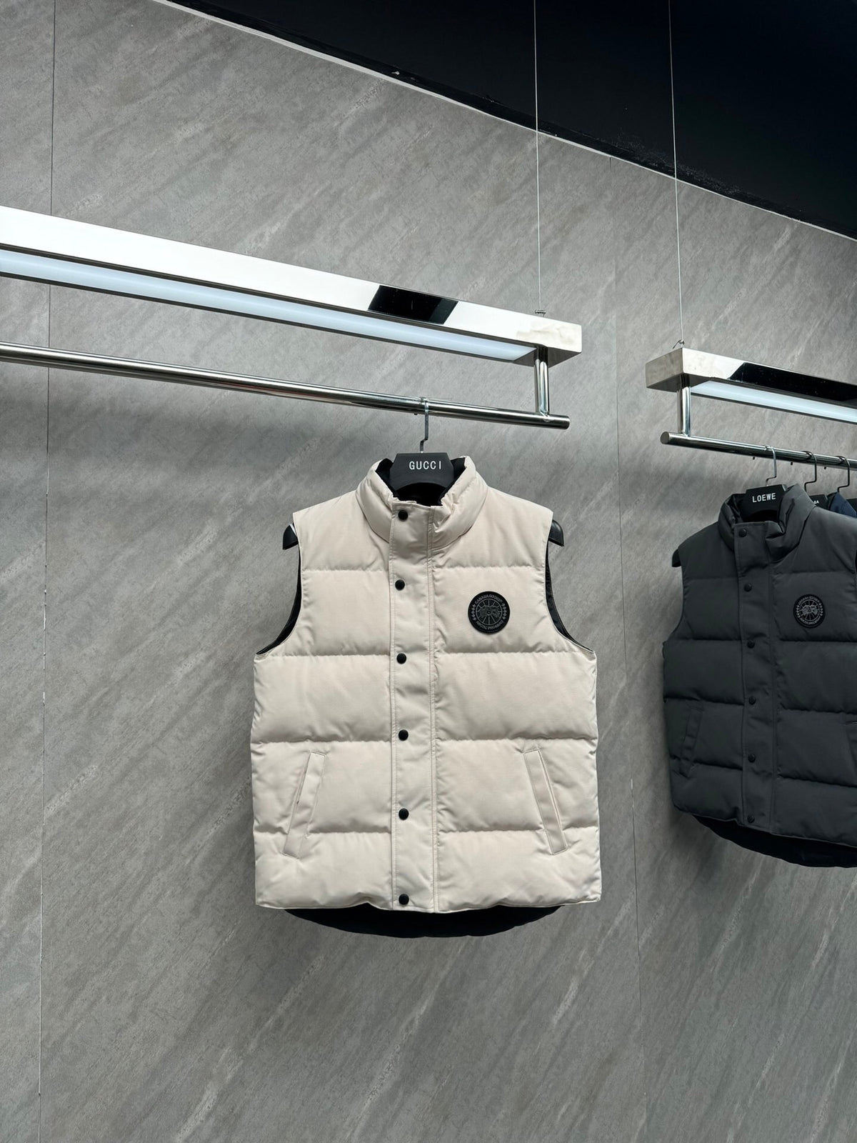 Canada Goose Ivory Black-Badge Stand-Collar Puffer Vest