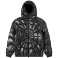 Moncler Black Glossy Radial-Quilt Hooded Puffer Jacket