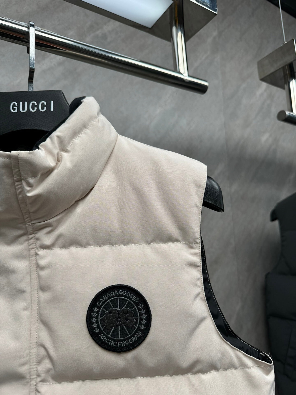 Canada Goose Ivory Black-Badge Stand-Collar Puffer Vest