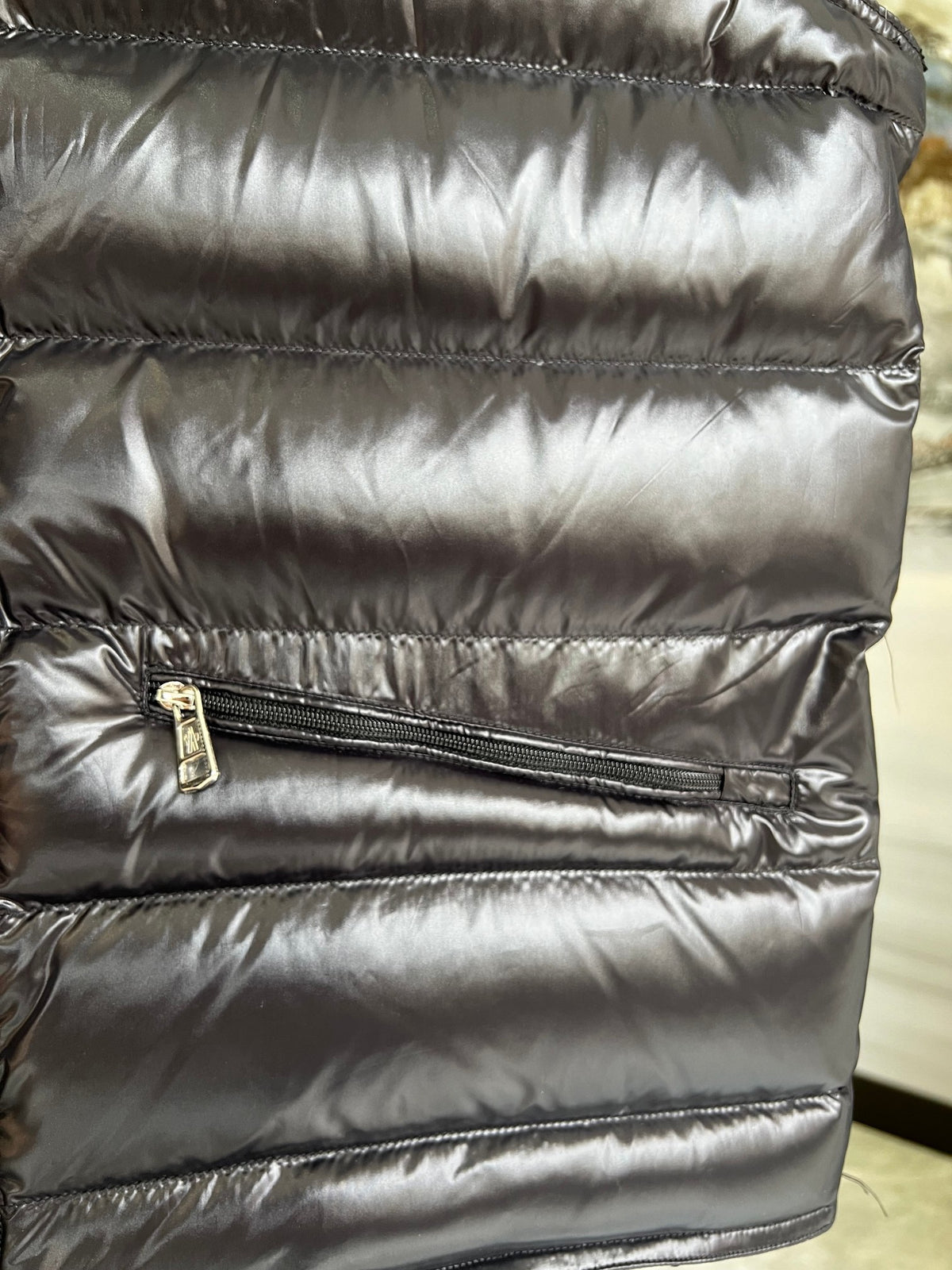 Moncler Black Glossy Stand-Collar Quilted Vest