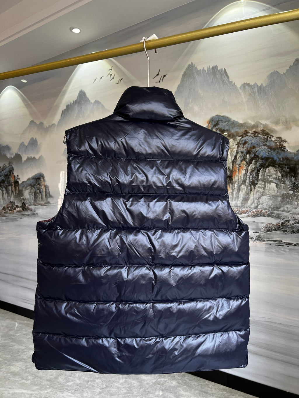 Moncler Navy Blue Glossy Quilted Puffer Vest