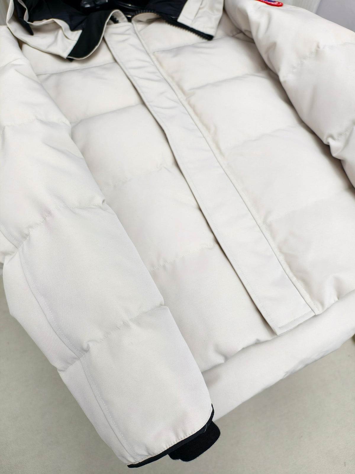 Canada Goose White Fur-Trim Hooded Quilted Puffer Jacket