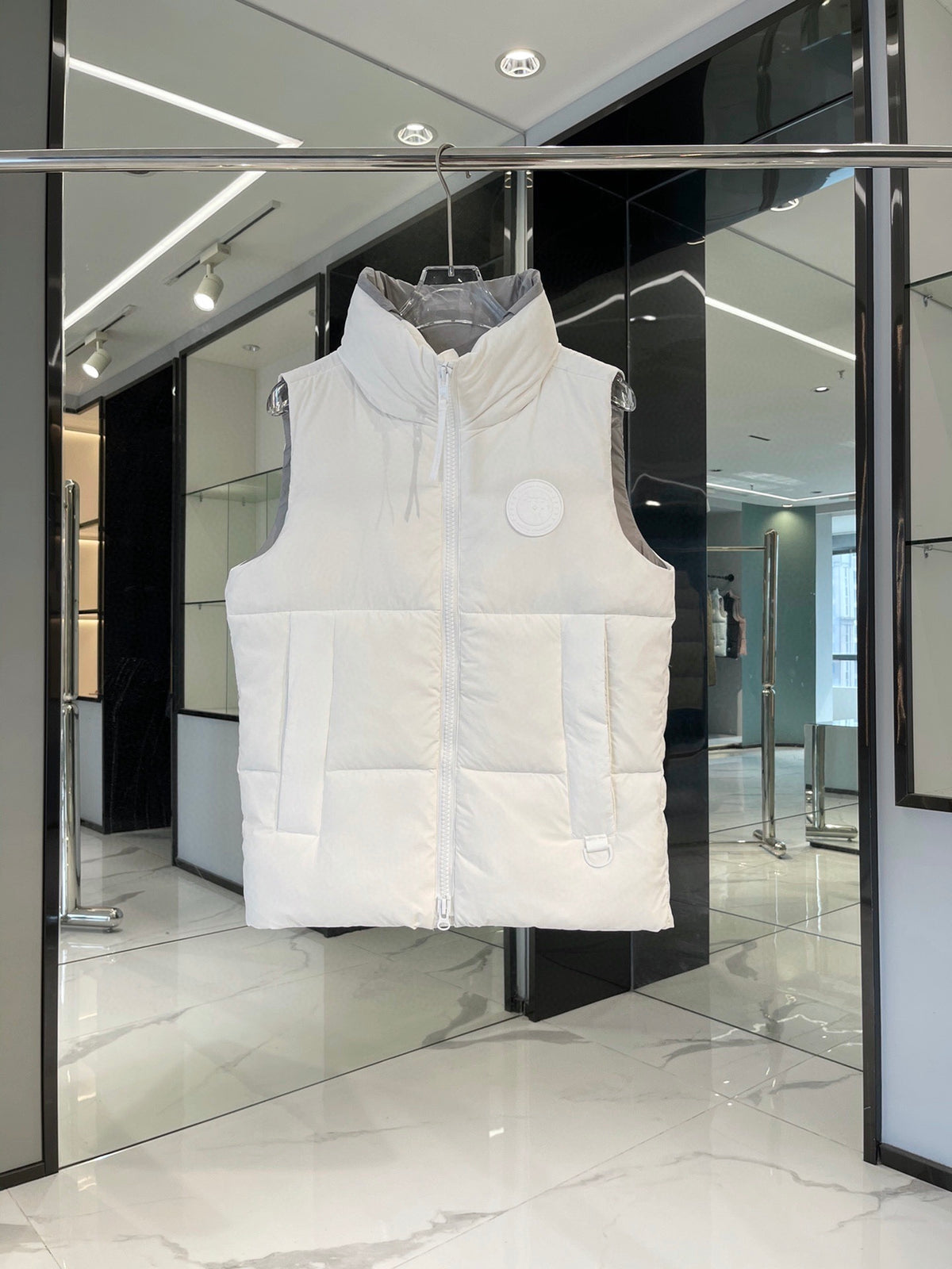 Canada Goose White Tonal-Badge Quilted Puffer Vest