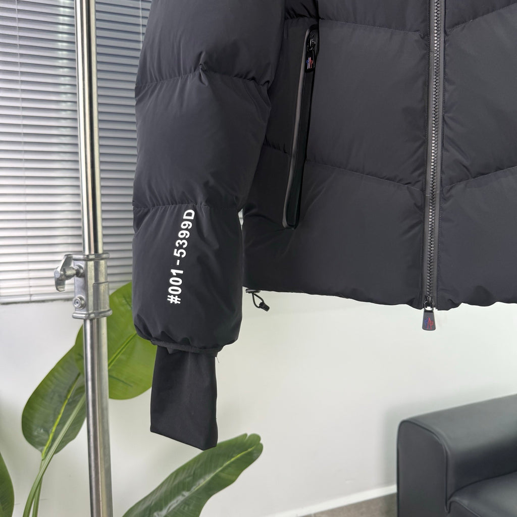 Moncler Black Chevron-Quilt Hooded Puffer Jacket