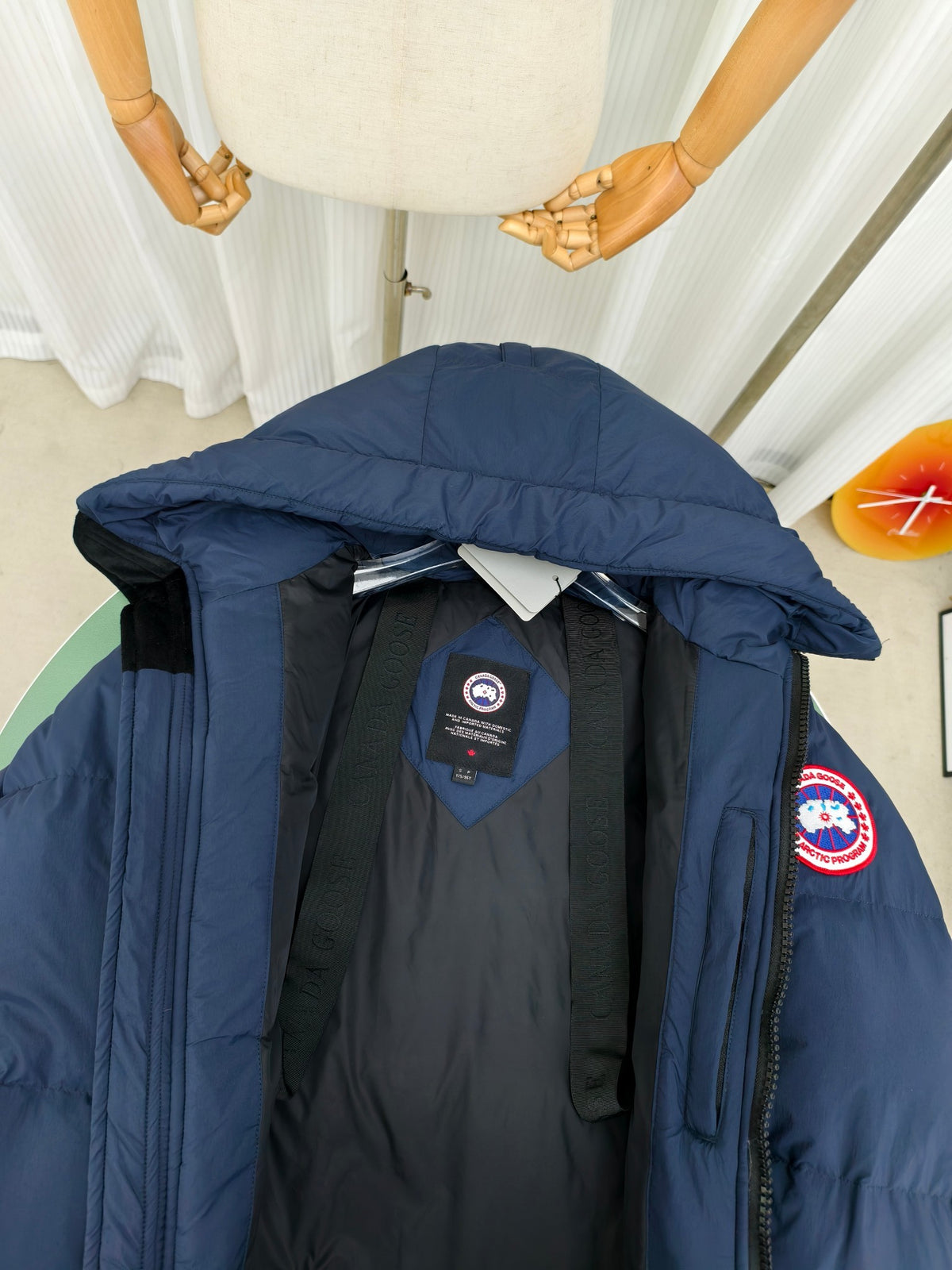 Canada Goose Navy Blue High-Collar Hooded Puffer Jacket