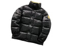 Moncler Black Olive-Badge Stand-Collar Puffer Jacket