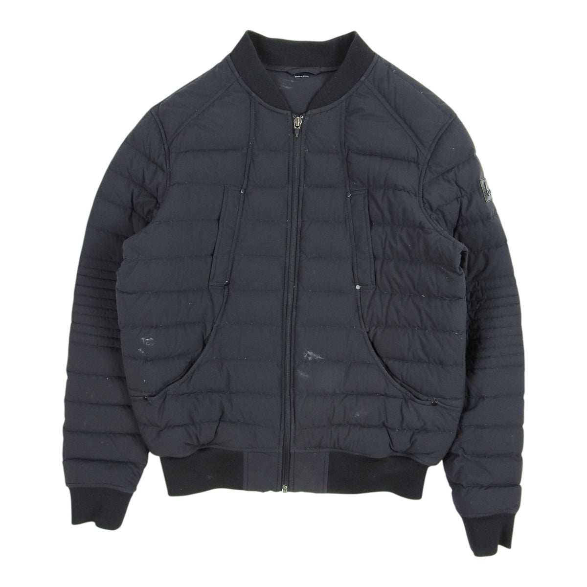 Moncler Black Mixed-Quilt Ribbed-Trim Bomber Jacket