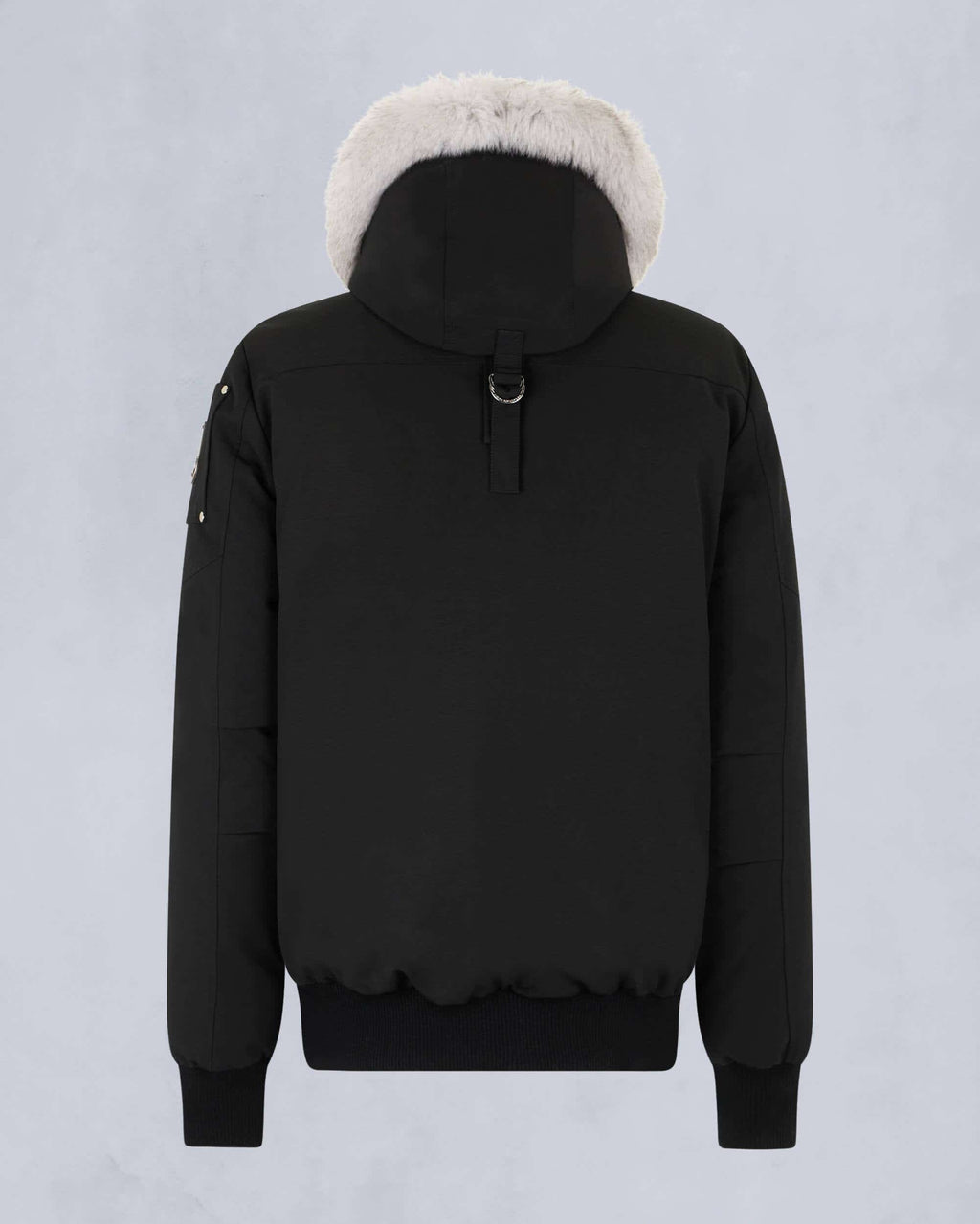 Moose Knuckles Black White-Trim Snap-Detail Hooded Bomber Jacket