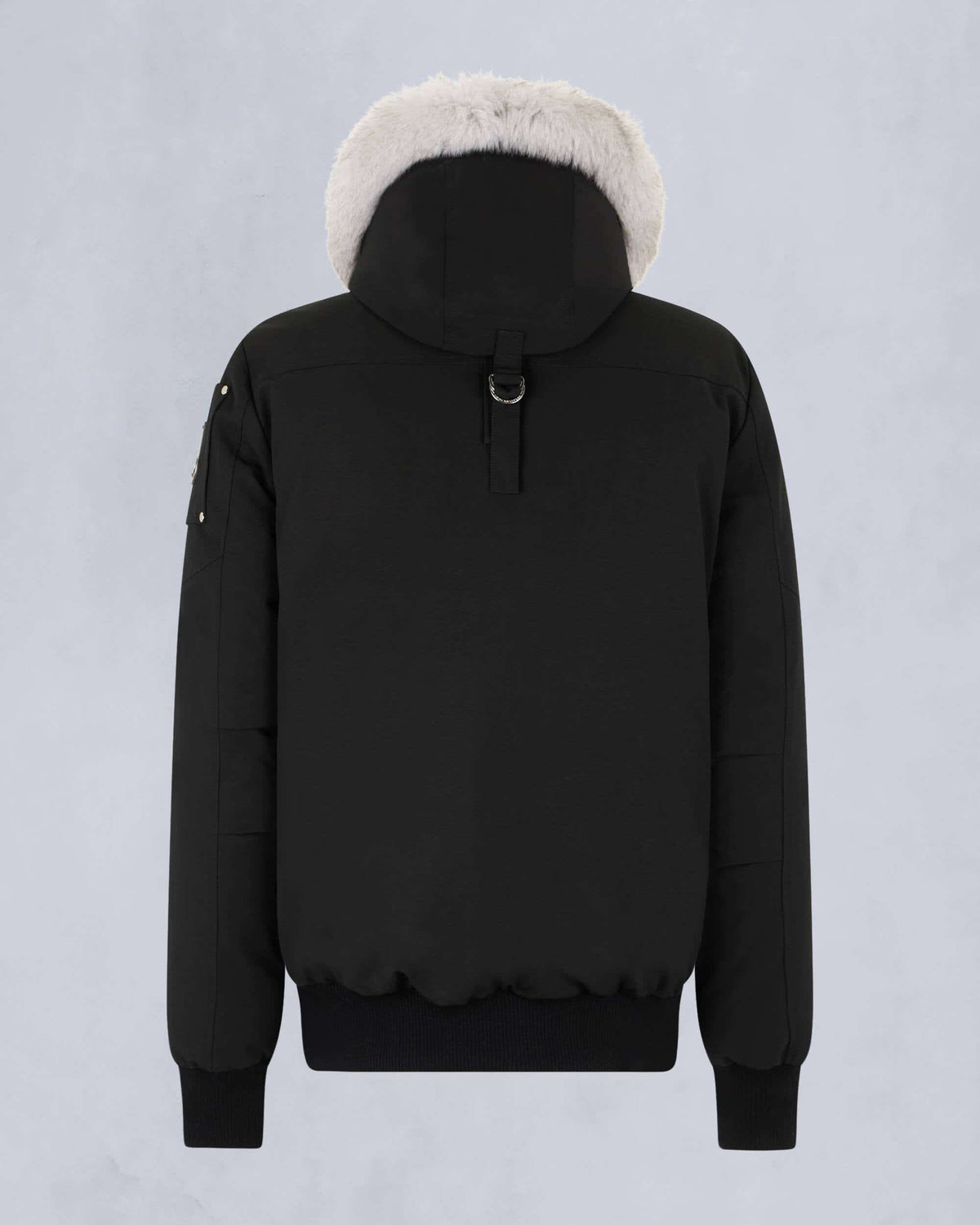 Moose Knuckles Black White-Trim Snap-Detail Hooded Bomber Jacket