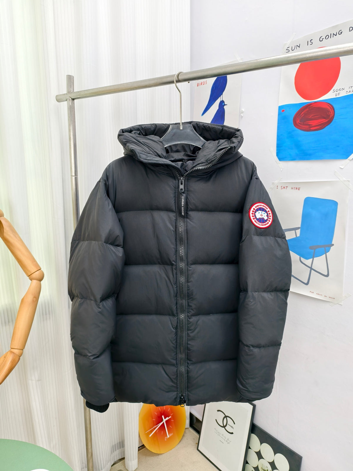 Canada Goose Black High-Collar Hooded Puffer Jacket