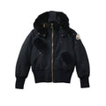 Moose Knuckles Black Gold-Zip Pom-Pom Hooded Bomber Jacket