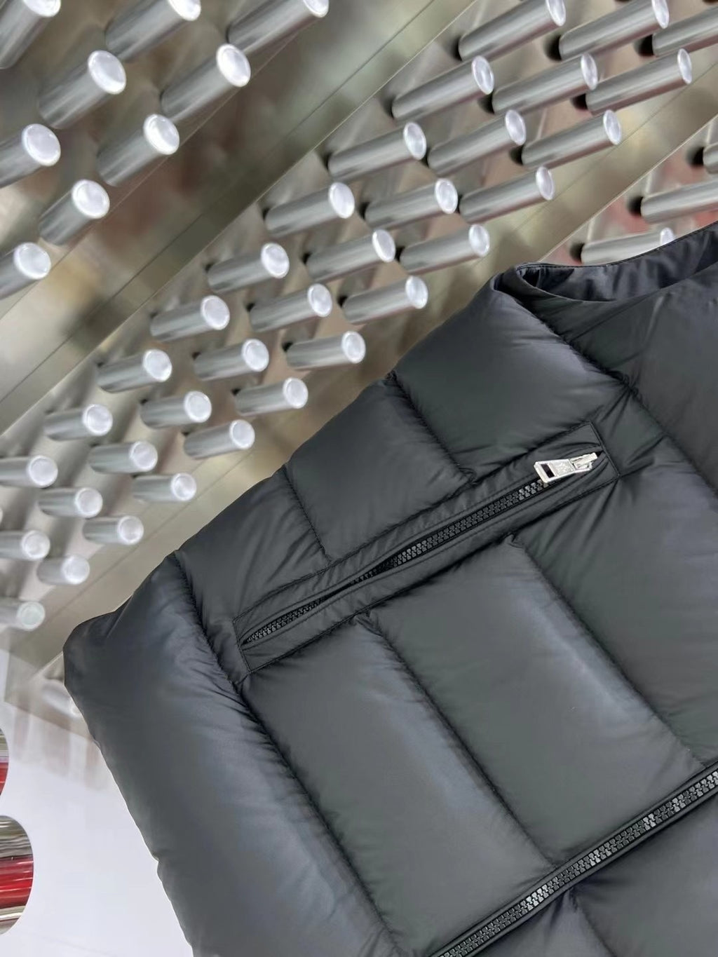 Moncler Charcoal Gray Logo-Trim Hooded Puffer Vest
