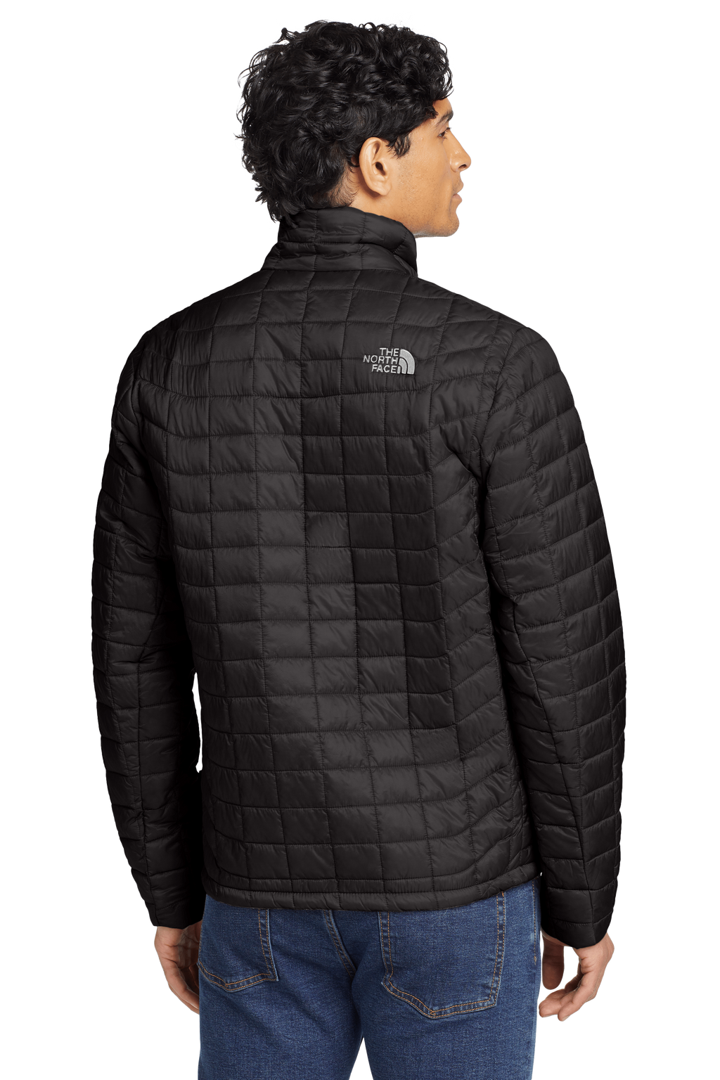 The North Face Black Grid-Quilt Stand-Collar Jacket