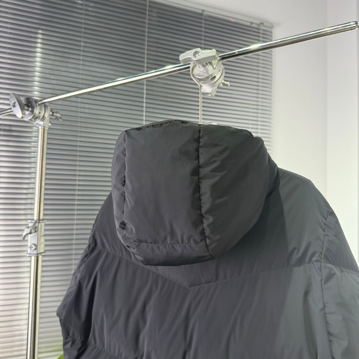 Moncler Black Chevron-Quilt Hooded Puffer Jacket