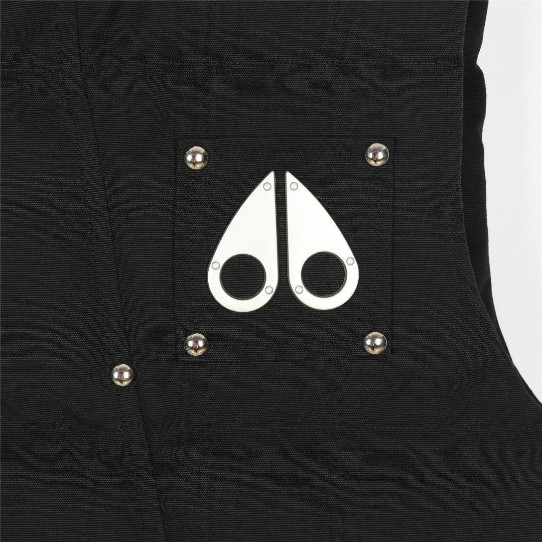 Moose Knuckles Black Silver-Stud Quilted Puffer Vest