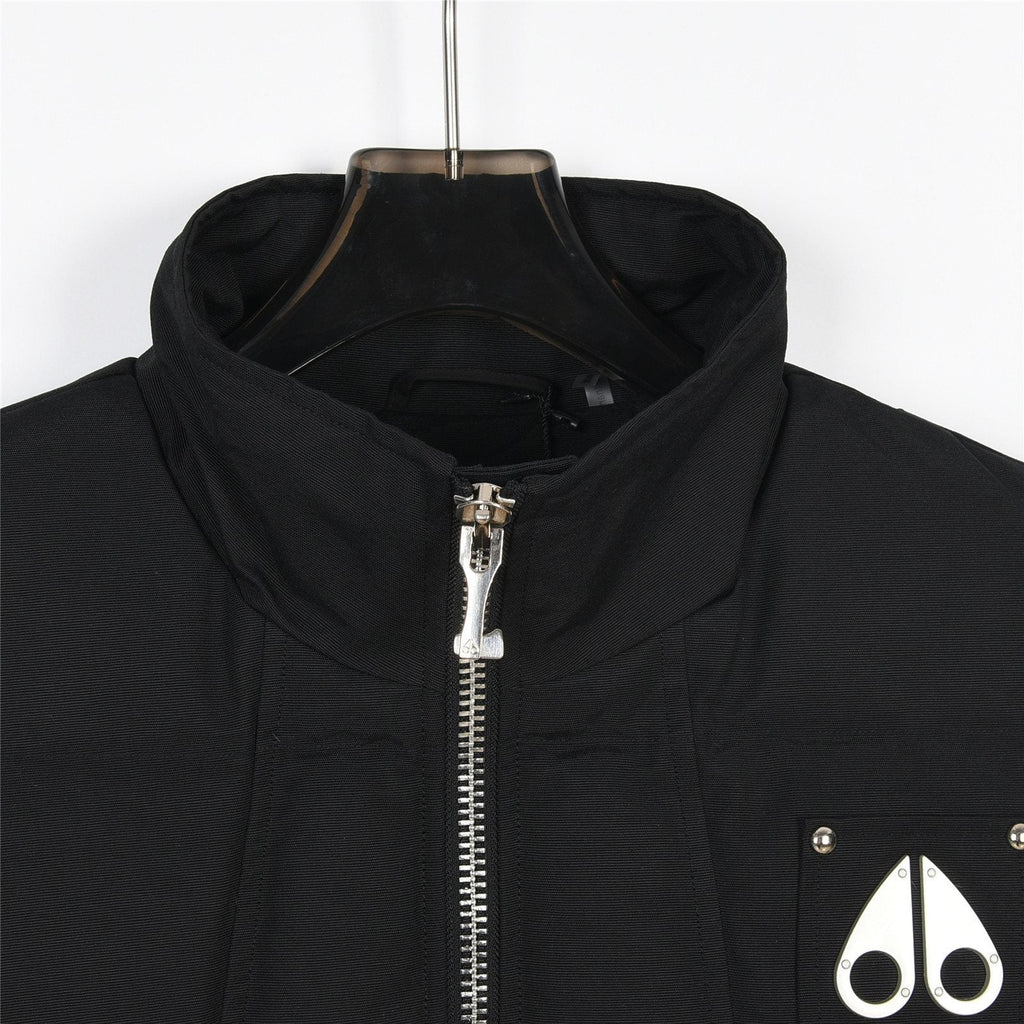 Moose Knuckles Black Silver-Stud Quilted Puffer Vest