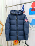 Canada Goose Navy Blue High-Collar Hooded Puffer Jacket