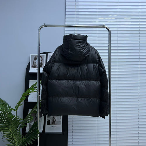 Canada Goose Black Color-Logo Hooded Quilted Puffer Jacket