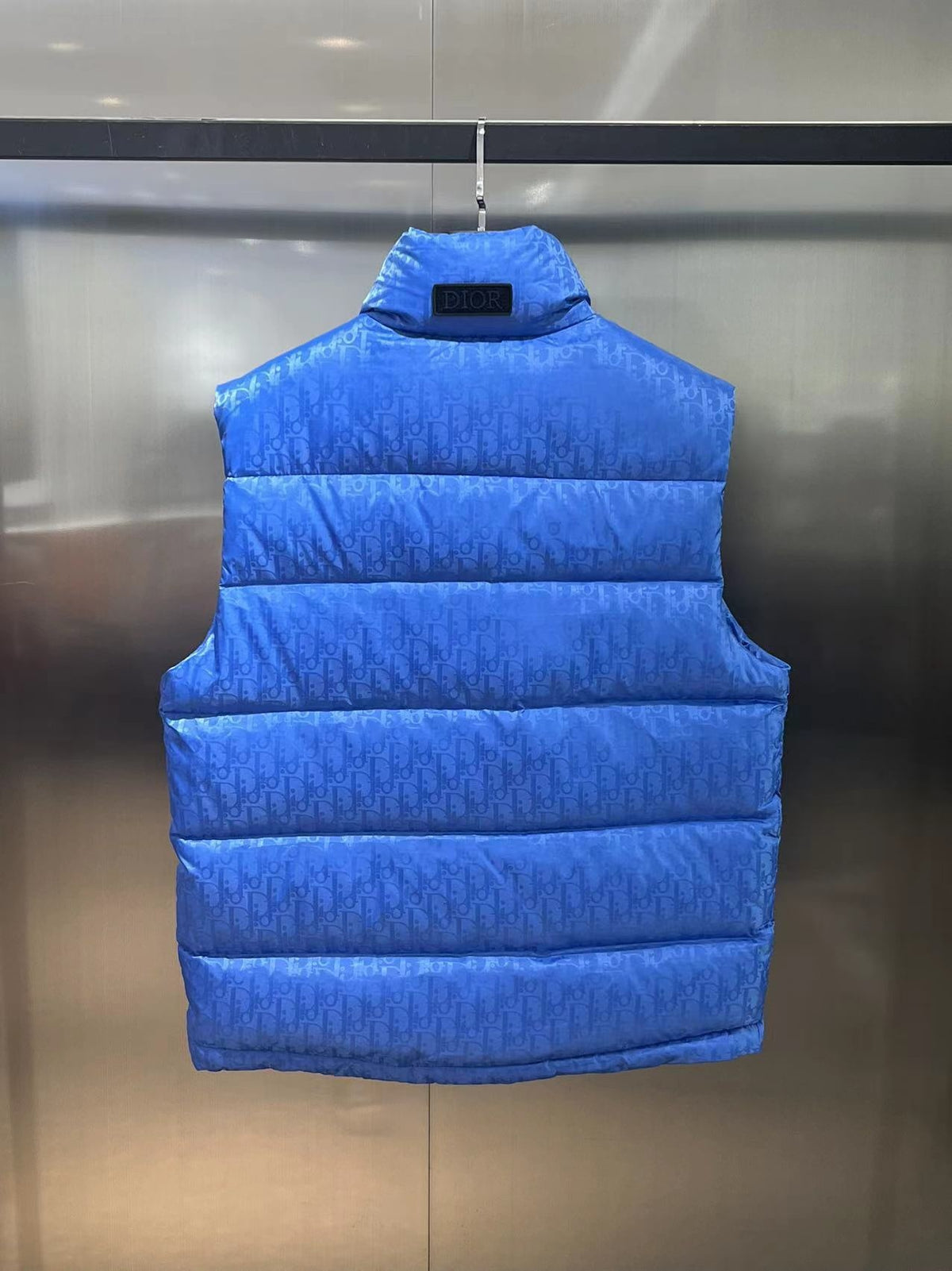Dior Royal Blue Tonal-Monogram Quilted Puffer Vest