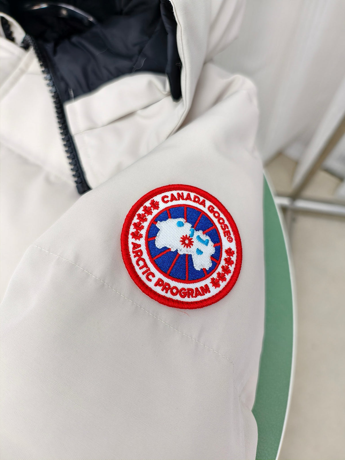 Canada Goose White Fur-Trim Hooded Quilted Puffer Jacket