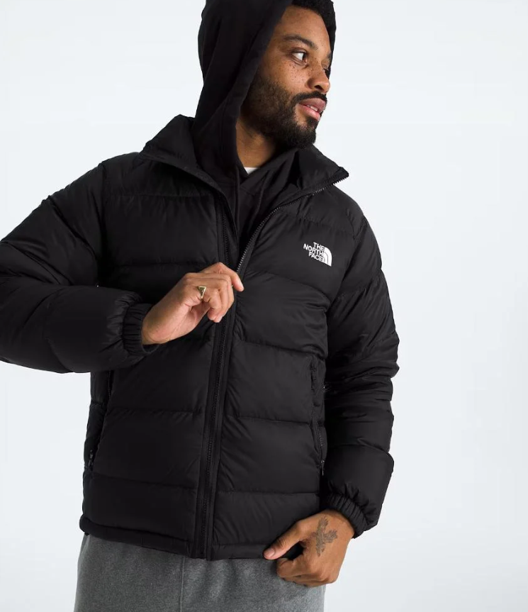The North Face Black White-Logo Stand-Collar Puffer Jacket