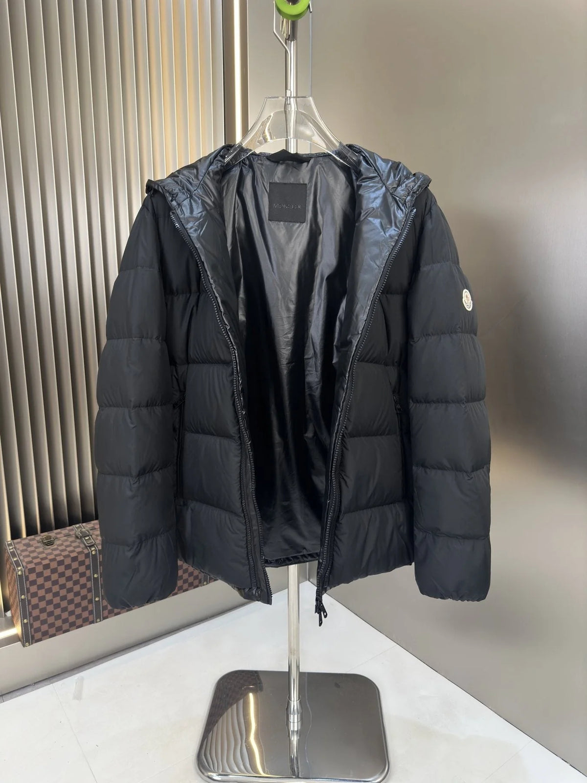Moncler Dark Navy Blue Zip-Front Quilted Puffer Jacket