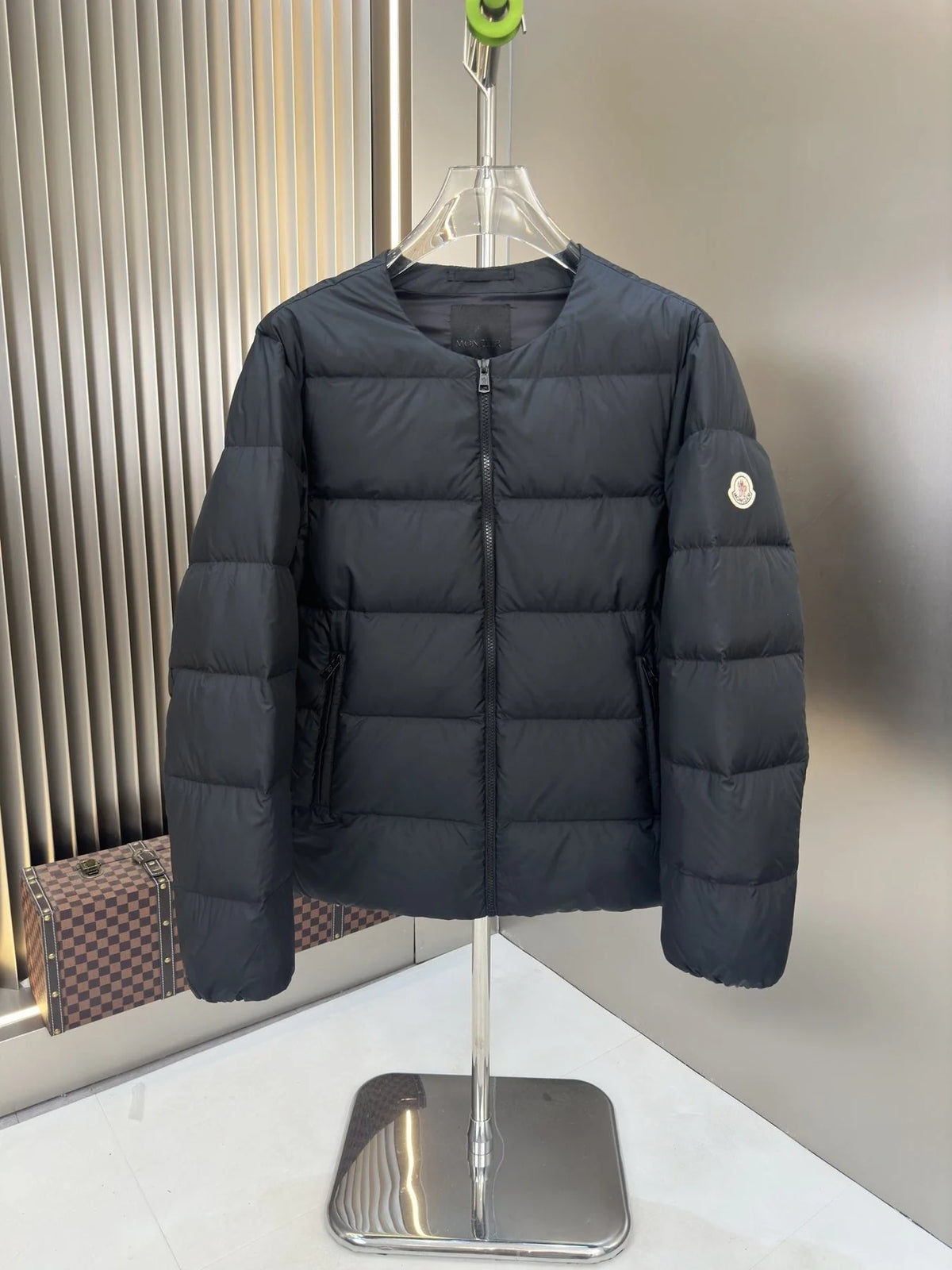 Moncler Dark Navy Blue Zip-Front Quilted Puffer Jacket