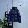 Canada Goose Navy Blue Color-Logo Hooded Quilted Puffer Jacket