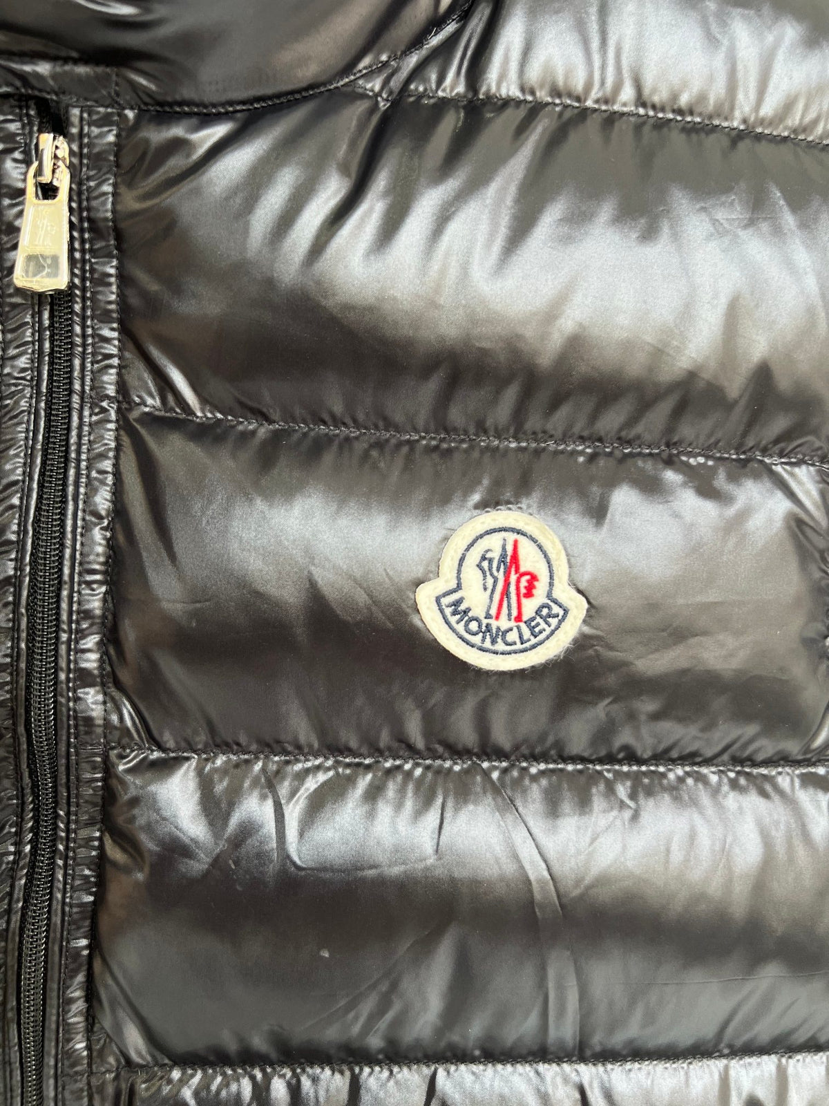 Moncler Black Glossy Stand-Collar Quilted Vest