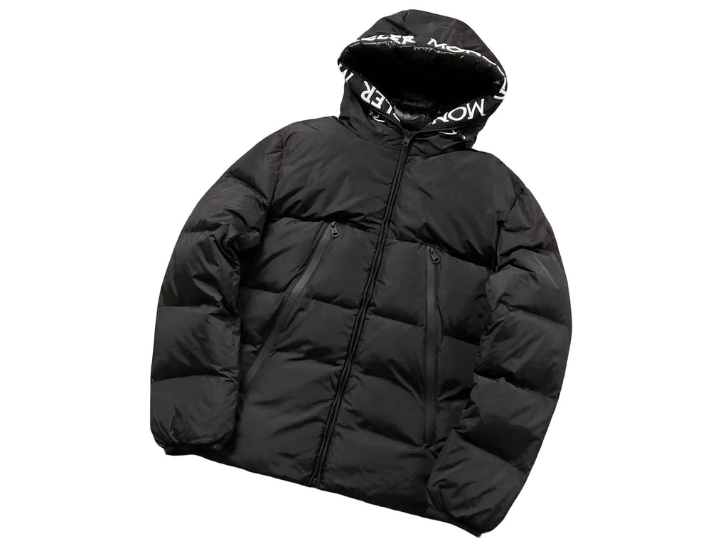 Moncler Black Logo-Print Hood Quilted Puffer Jacket