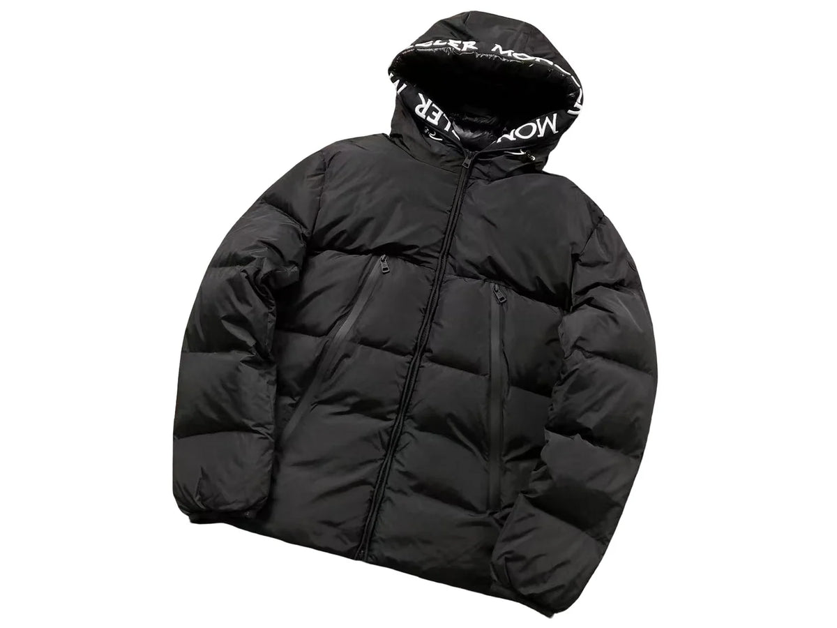 Moncler Black Logo-Print Hood Quilted Puffer Jacket