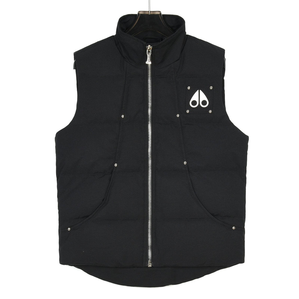 Moose Knuckles Black Silver-Stud Quilted Puffer Vest