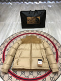 The North Face Beige and Tan Color-Block Puffer Jacket