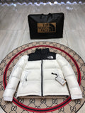The North Face White and Black Color-Block Puffer Jacket