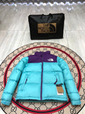 The North Face Turquoise and Purple Color-Block Puffer Jacket