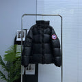 Canada Goose Black Color-Logo Hooded Quilted Puffer Jacket