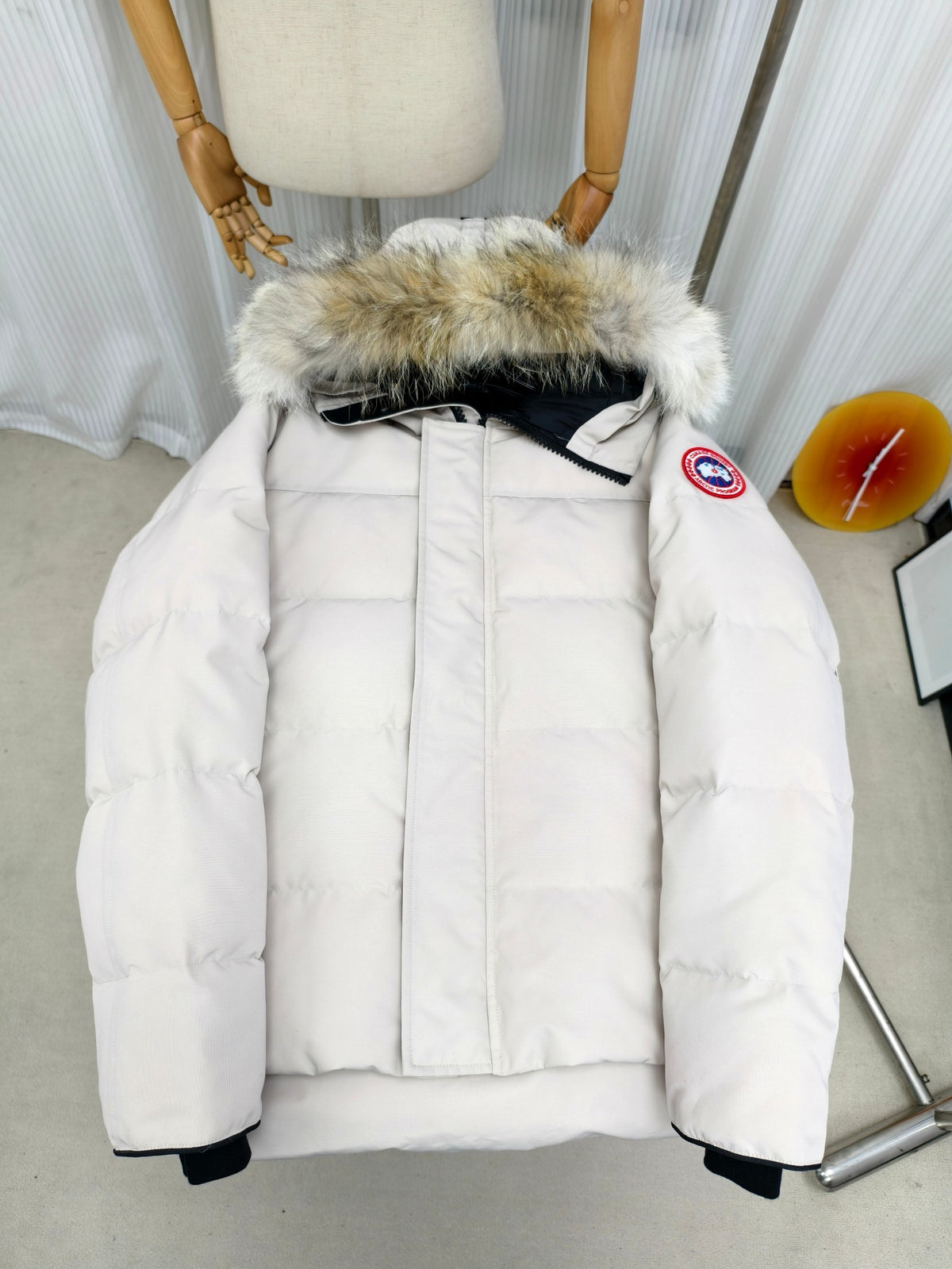 Canada Goose White Fur-Trim Hooded Quilted Puffer Jacket