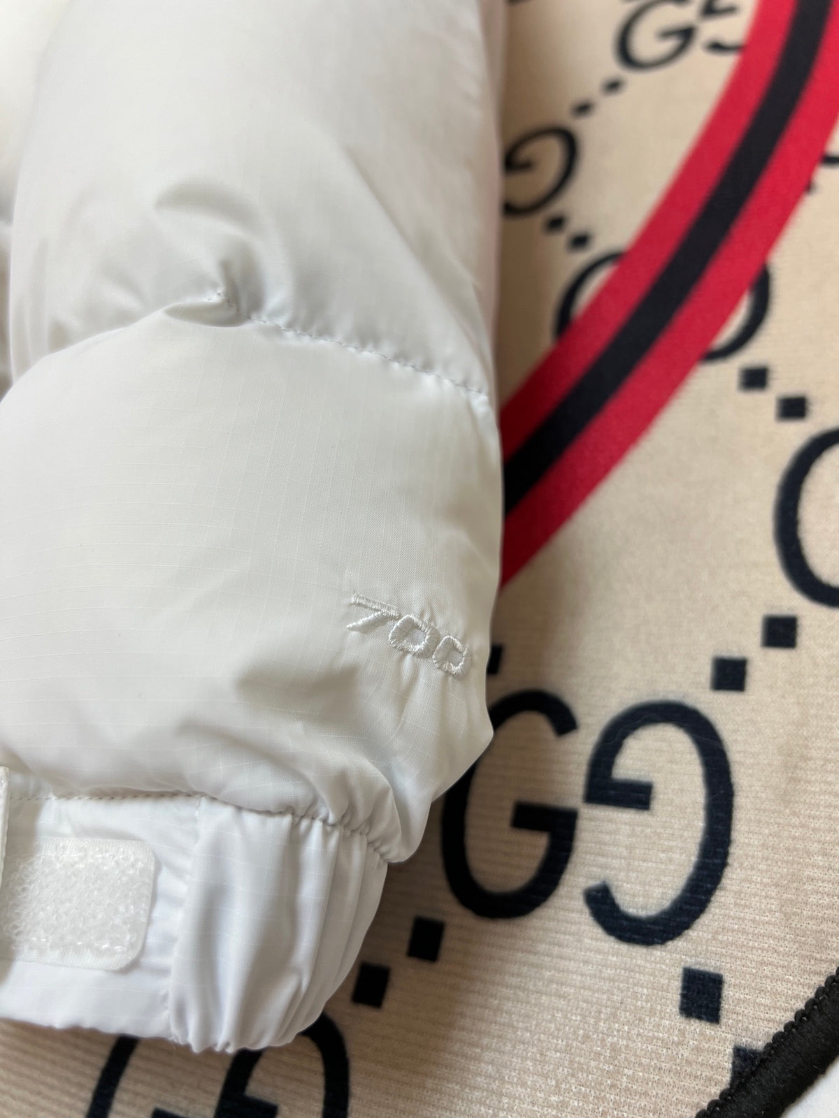 The North Face White and Black Color-Block Puffer Jacket