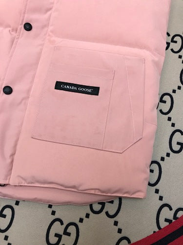Canada Goose Blush Pink Black-Badge Quilted Puffer Vest