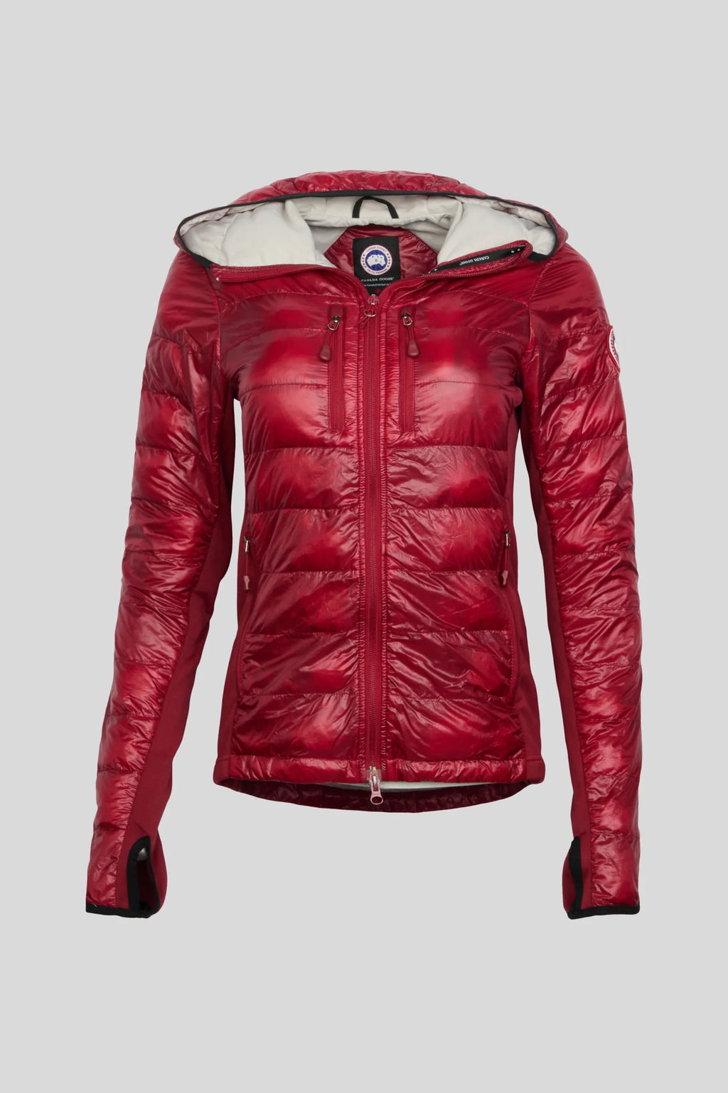 Canada Goose Red Glossy Contrast-Lined Hooded Quilted Jacket