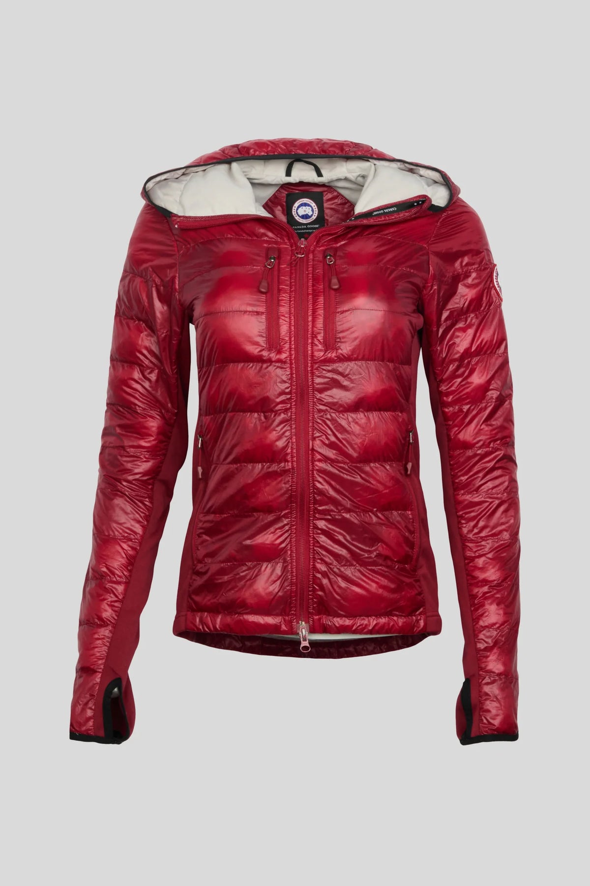 Canada Goose Red Glossy Contrast-Lined Hooded Quilted Jacket